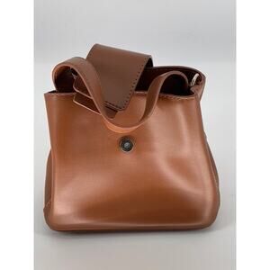 UNBRANDED Women's Brown Faux-Leather Small Square Top-Handle Crossbody Bag SZ OS